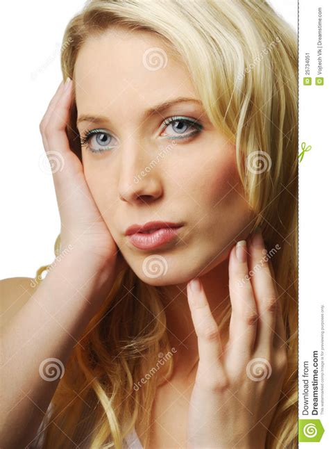 Pretty Blond Girl Stock Image Image Of Touch Face Head 25734051