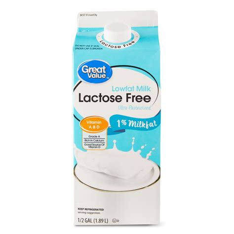Great Value Lactose Free Lowfat Milk Half Gallon