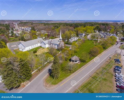 Hampton Falls Town Center Aerial View Hampton Falls Nh Usa Stock