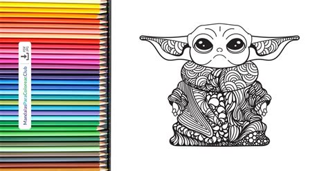 → Dibujo De Baby Yoda Estilo Zentangle Para Descargar En Pdf