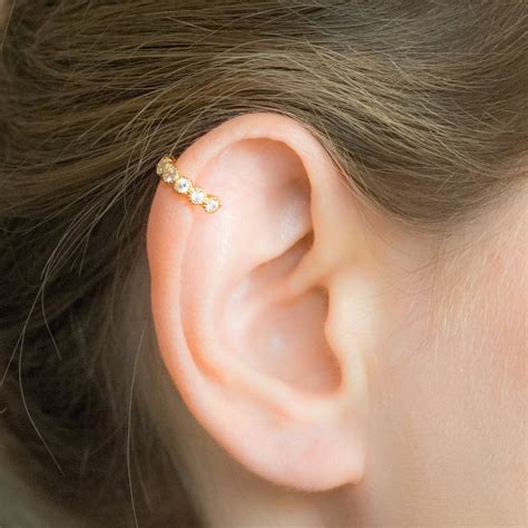 Helix Piercing Gold Helix Earring Pave Cartilage Earrings Etsy Gold Helix Earrings Helix