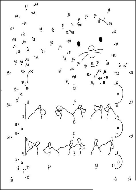 Connect the dots: Numbers 1 – 100, Part 1, printable for kids & adults