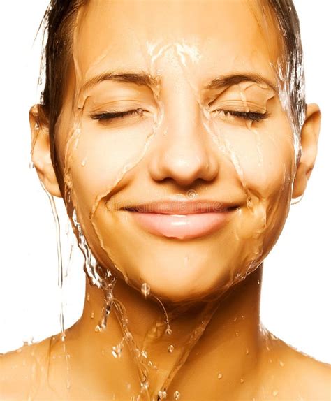 Woman Face With Water Drop Stock Photo Image Of Good