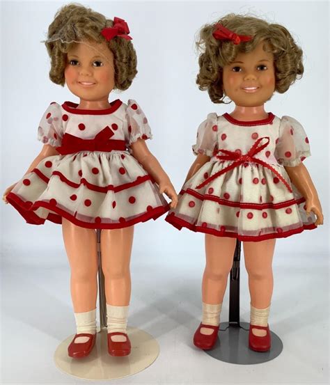 lot 2 1973 ideal vinyl shirley temple dolls wearing stand up and cheer dresses no boxes
