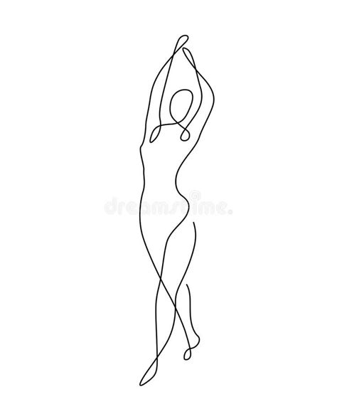 Line Art Woman Silhouette Vector Background Female Figure Pose In Modern Simple Linear Style