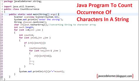 Java Program To Count The Occurrence Of Each Character In A String
