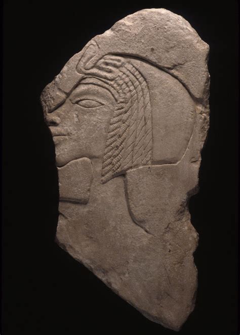 limestone trial piece of a queen s head new kingdom amarna period 18th dynasty reign of