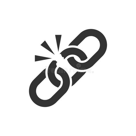 Broken Chain Sign Icon In Flat Style Disconnect Link Vector