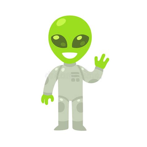 Little Green Alien Waving Stock Illustration Illustration Of Eyes