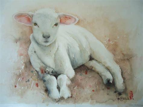 Vulnerable Little Lamb Painting By Marie Helene Stokkink Saatchi Art