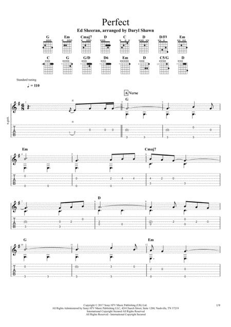 Perfect By Ed Sheeran Guitar Sheet With Tabs Free Music Sheet