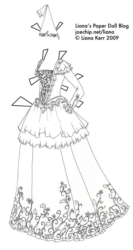 You can now print this beautiful princess in ball gown dress coloring page or color online for free. Black and White Princess Gown for Coloring | Liana's Paper ...
