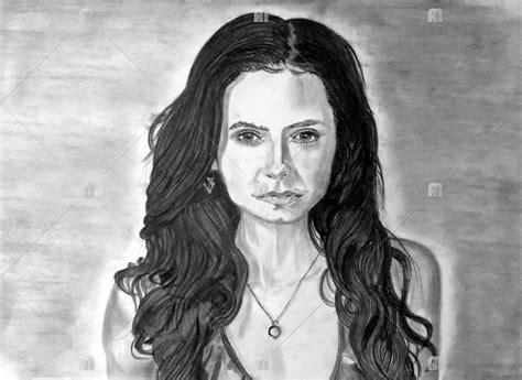 Nina Dobrev The Vampires Diaries Pencil Sketch Abstract Drawing