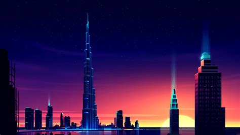 Dubai Neon Cityscape Wallpapers Hd Wallpapers Id 25322