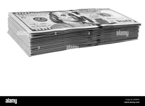 Stack Of One Hundred Dollar Bills Isolated On White Background Stack