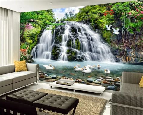 beibehang custom wallpaper 3d photo murals landscape scenery water waterfall mural living room