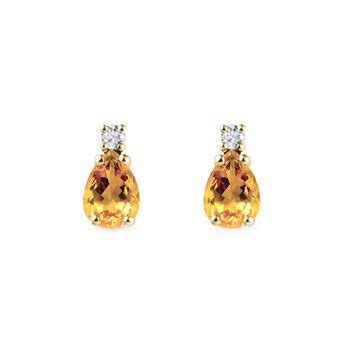 Citrine Earrings With Diamond In Yellow Gold Klenota