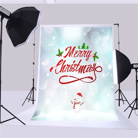 Greendecor Polyester Fabric 5x7ft Christmas Backdrops Snowman Merry