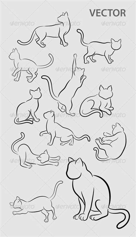 Drawing video, live drawing video, simple step by step drawing, drawing of big cat, easy drawing big cat, how to draw big. Cat Gesture Sketches by ComicVector703 | GraphicRiver