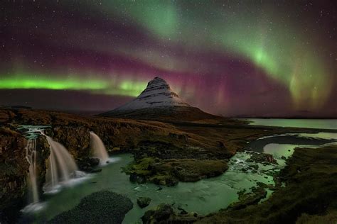 Kirkjufellsfoss Greets The Northern Lights Photograph By Roman
