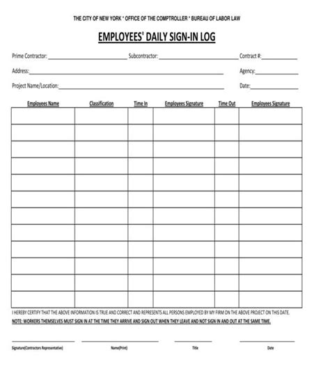 Free 11 Employee Sign In Sheet Samples In Pdf Ms Word Excel