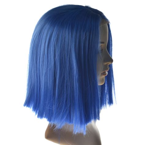 Women Light Blue Lace Front Wig Fashion Synthetic Hair Bob Straight