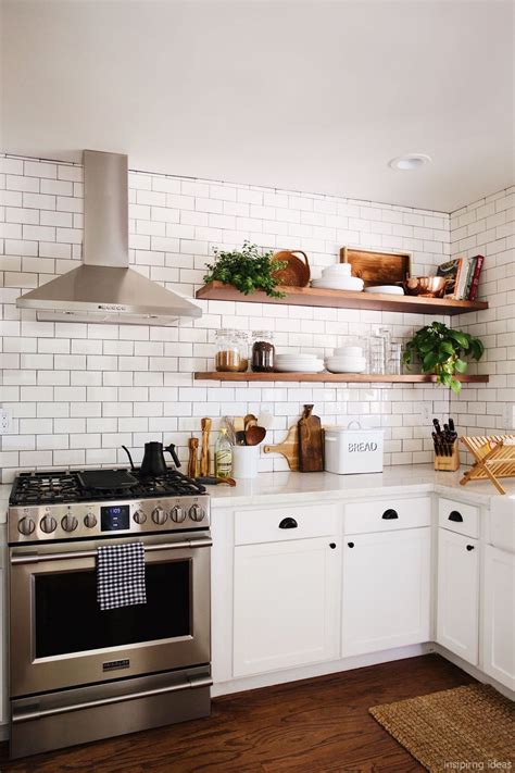 Countertops, cabinets, sinks, tiles, flooring, backsplash Gorgeous 80 Beautiful Modern Farmhouse Kitchen Backsplash ...