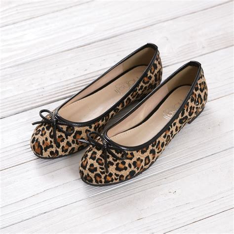 Bow Leopard Print Flat Bottomed Single Shoes Leopard Print Shoes