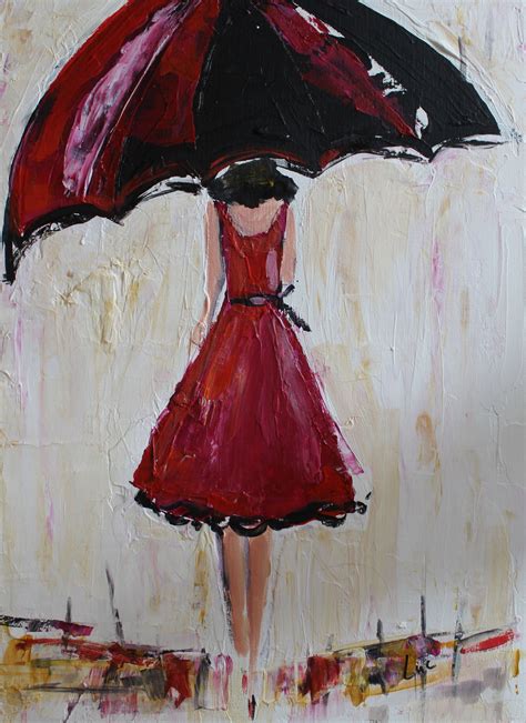 Buy A Custom Umbrella Girl In Red Ii Acrylic Painting Made To Order