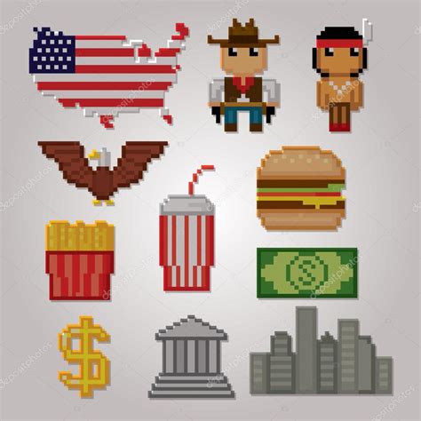 Usa Culture Symbols Icons Set — Stock Vector © Dergriza 107834462