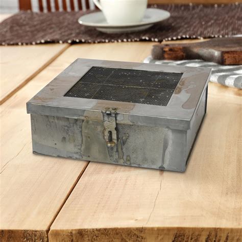 The lid should fit on the box nicely, so that if you open the lid, it will open all the way and not get stuck. Stonebriar Collection Square Aged Galvanized Metal Box ...