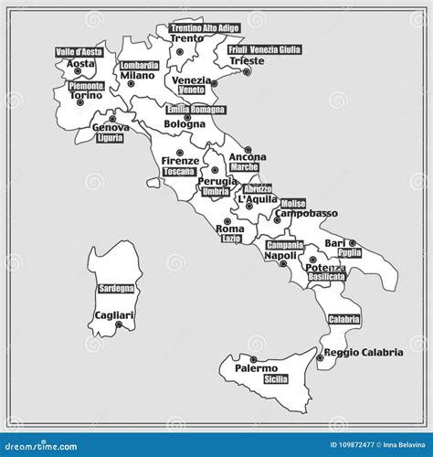 Italy Map With Italian Regions Stock Illustration Illustration Of