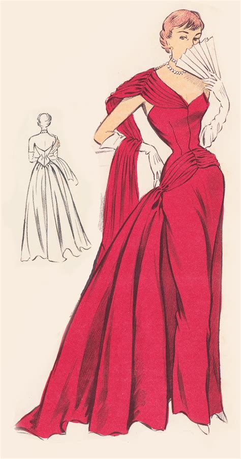 Vintage Sewing Pattern 1950s Evening Ball Gown In Any Size Plus Size