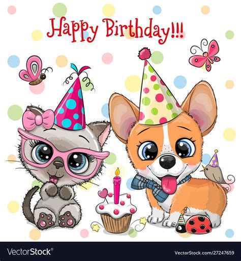 Cute Kitten And Puppy Owls With Balloon And Vector Image On Vectorstock
