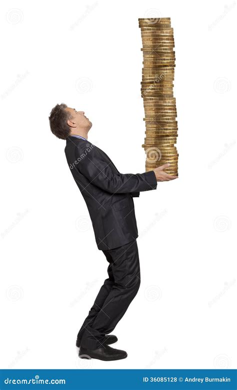 Businessman Holding Coins Stock Photo Image Of Metal 36085128