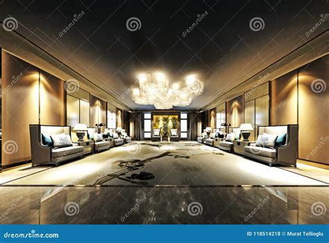 3d Render Of Luxury Hotel Interior Stock Illustration Illustration Of