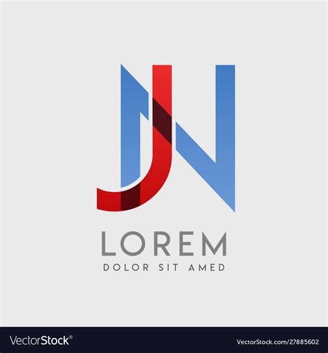 Jn Logo Letters With Blue And Red Gradation Vector Image