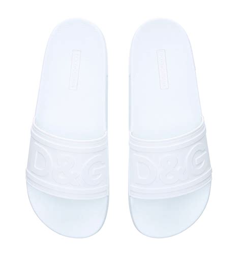 Mens Dolce And Gabbana White Logo Pool Slides Harrods {countrycode}
