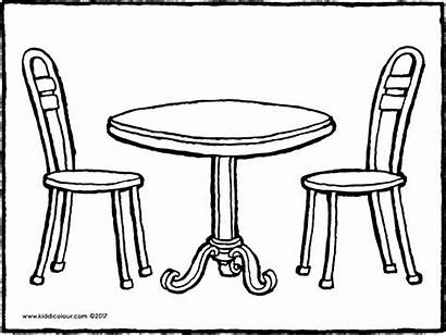 Table Chair Drawing Coloring Chairs Furniture Clipart