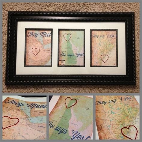 Love Story Maps Framed They Meet She Says Yes They Say I Do A