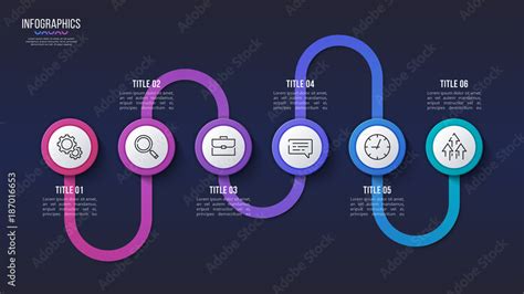 Vector 6 Steps Infographic Design Timeline Chart Presentation