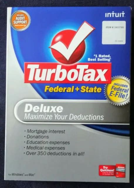 Turbotax Deluxe Software For Federal And State Tax Preparation Cd