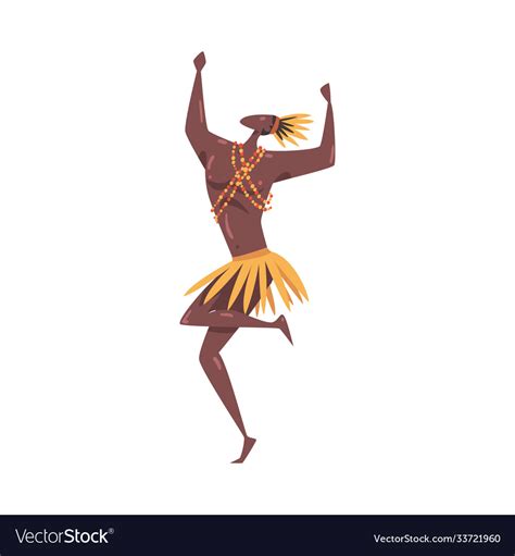 African Ritual Dance Young Man Dancing Wearing Vector Image
