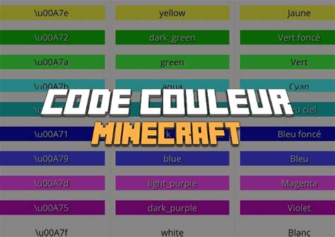 Code Couleur Minecraft Tableau Et Utilisation Minecraftfr
