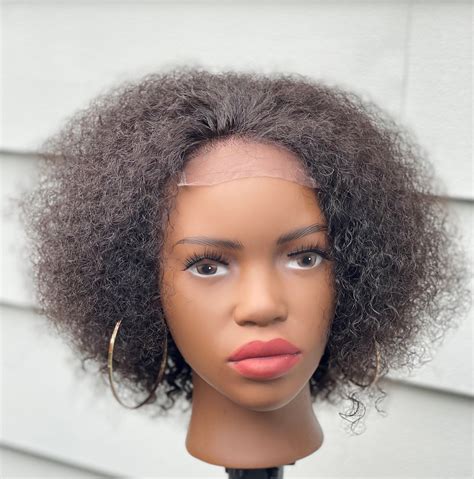 Perruque Avant Afro Kinky Cheveux Humains En Dentelle Etsy