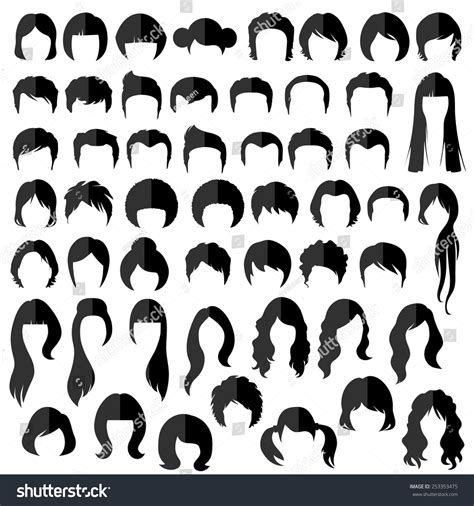Woman Man Hair Vector Hairstyle Silhouette Stock Vector 253353475