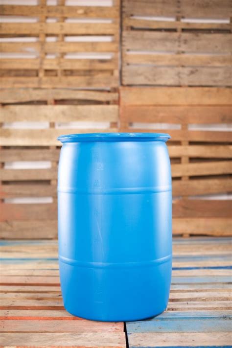 Baril Neuf En Plastique FermÉ 30 Gallons Avec Ouvertures Bleu Les