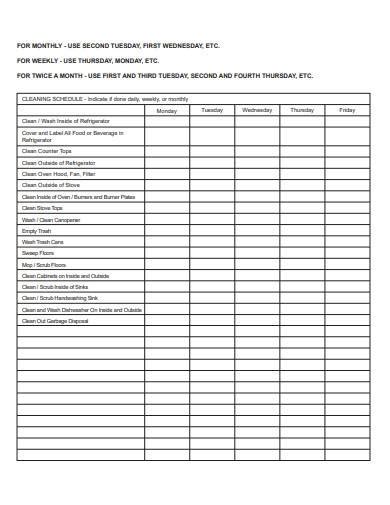 FREE 10 Restaurant Cleaning Schedule Samples In MS Word MS Excel