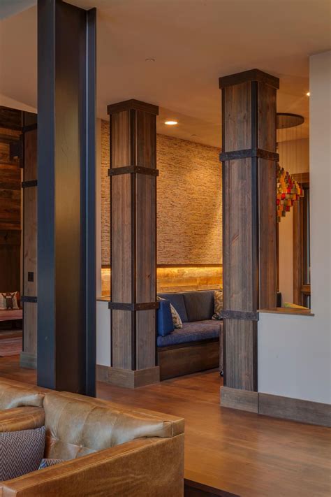 Rustic Modern Great Room Interior Columns Wood Columns Column Design