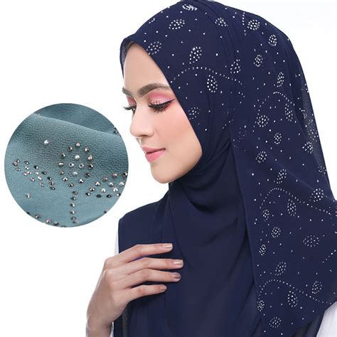 72 175cm summer muslim women chiffon hijab scarf diamonds glitter femme musulman shawls wrap
